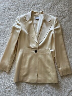 Akris Ivory Silk Single-Button Tailored Blazer